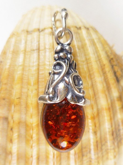 601-49 Wisiorek Srebro z Bursztynem