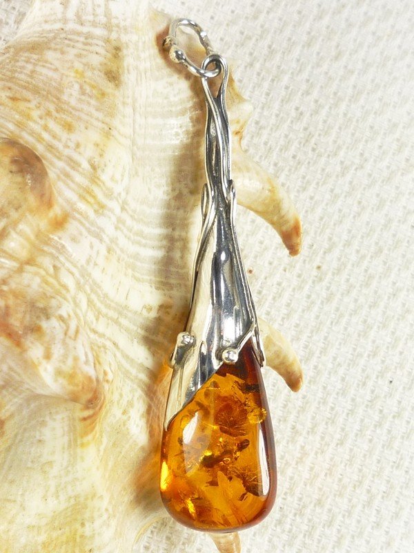 620-310 Wisiorek Srebro z Bursztynem -HAND MADE-