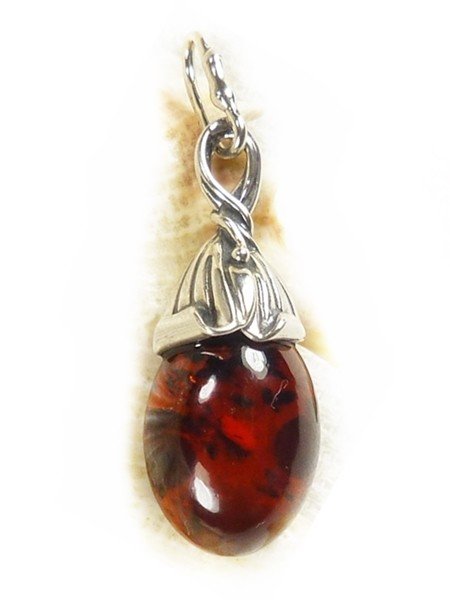 621-46 Wisiorek Srebro z Bursztynem