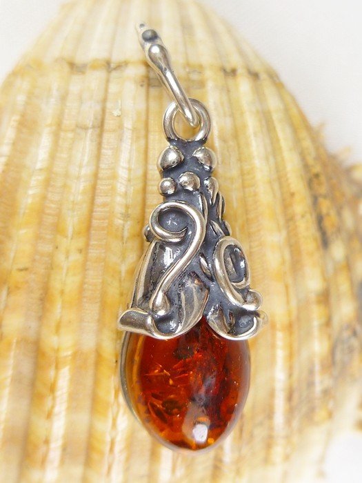 601-56 Wisiorek Srebro z Bursztynem