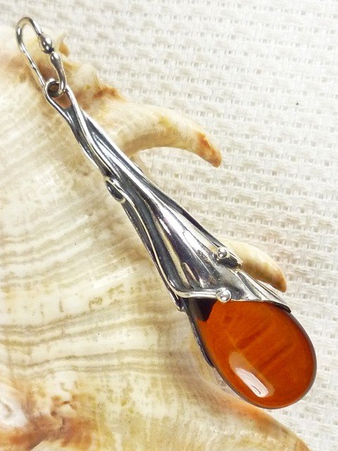 622-19 Wisiorek Srebro z Bursztynem -HAND MADE-