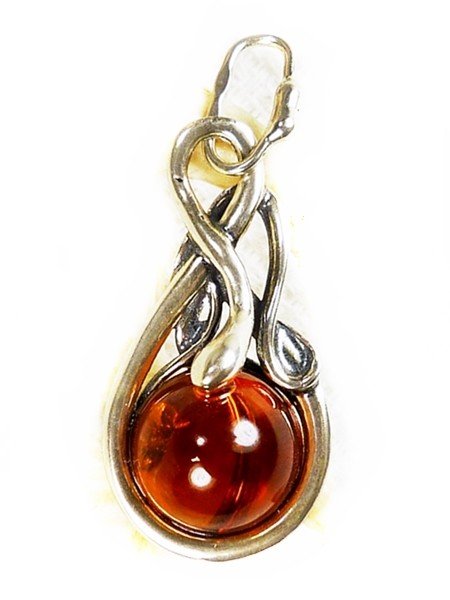 618-42 Wisiorek Srebro z Bursztynem