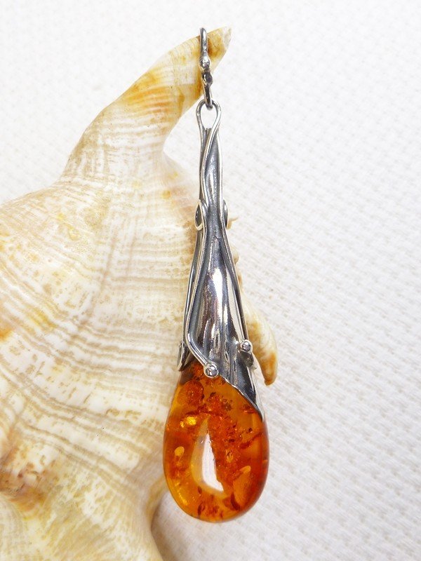 620-322 Wisiorek Srebro z Bursztynem -HAND MADE-
