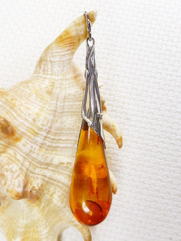 620-510 Wisiorek Srebro z Bursztynem -HAND MADE-