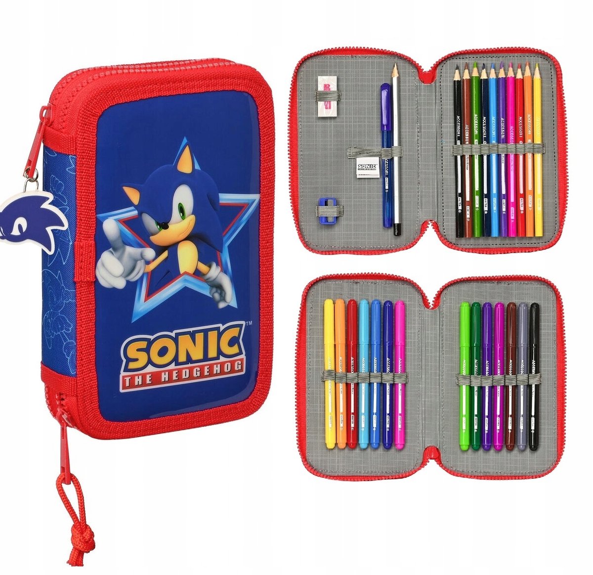 Piórnik rozkładany dwukomorowy z wyposażeniem SONIC SAFTA