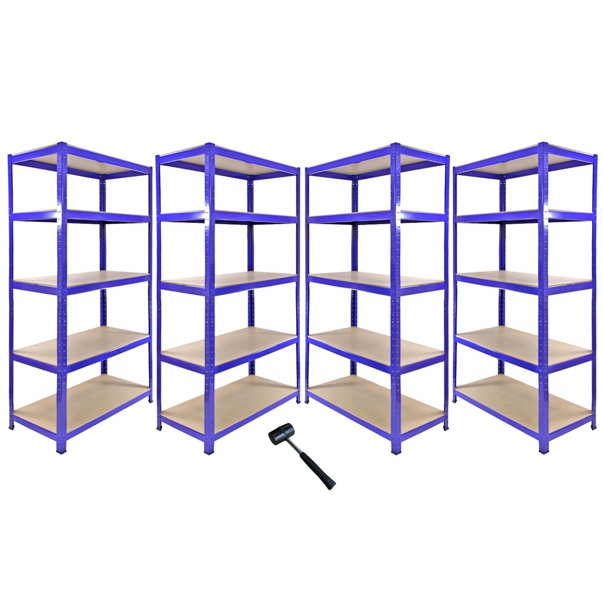 Monster Racking T-Rax Narożny Regał Półkowy i 4x 90 cm Garażowe Wnęki Do Przechowywania, Niebieski