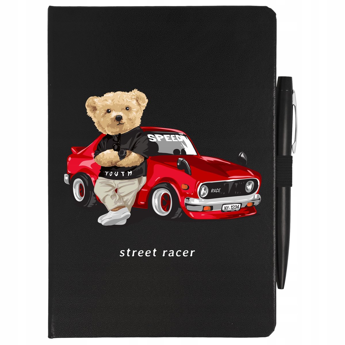 NOTES CZARNY A5 W LINIE DŁUGOPIS SAMOCHODOWE Wzory