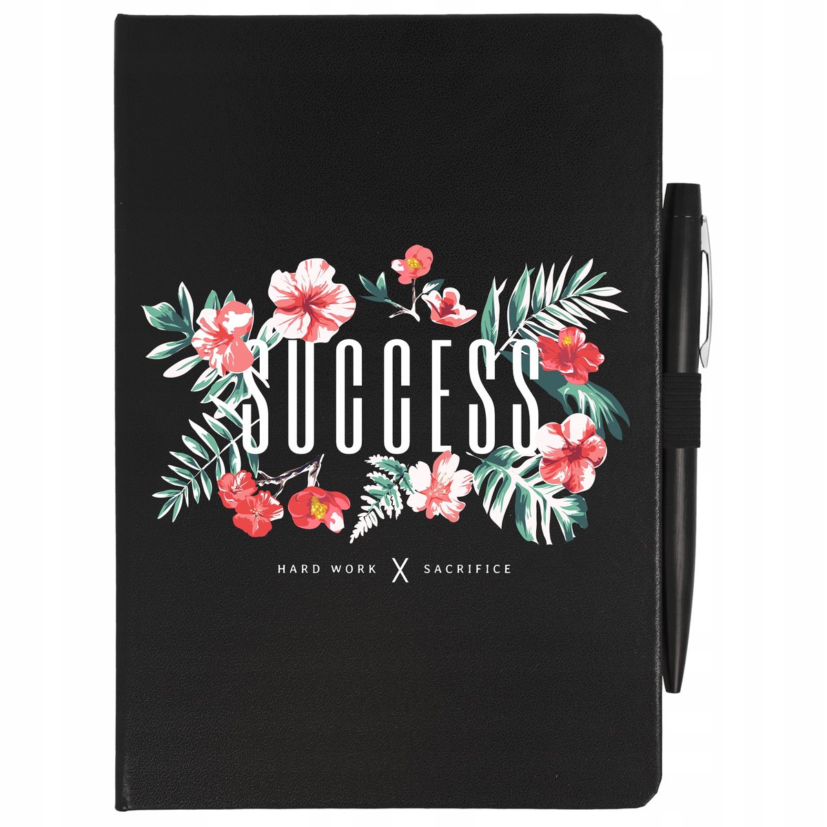 NOTES CZARNY A5 W LINIE DŁUGOPIS KWIECISTE Wzory