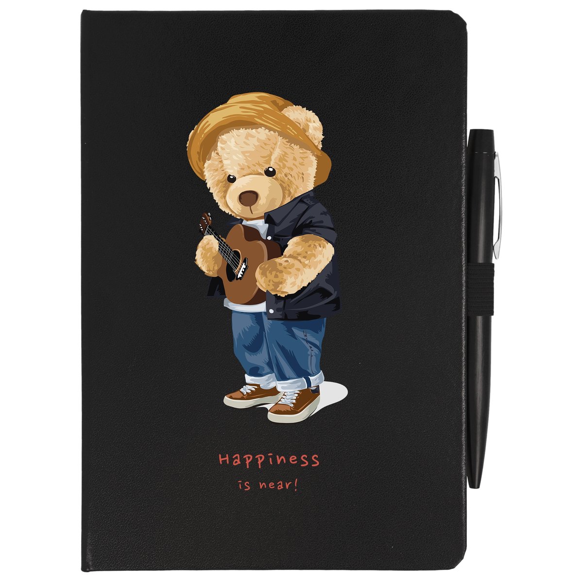 NOTES CZARNY A5 LINIA+ DŁUGOPIS SZCZĘŚCIE Wzory