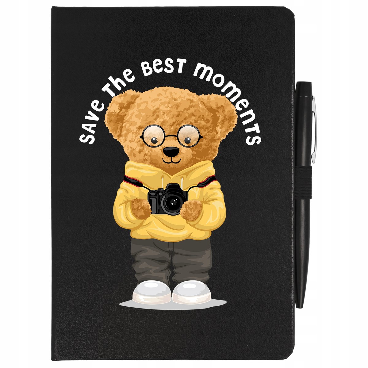 NOTES CZARNY A5 LINIA+ DŁUGOPIS MIŚ FOTOGRAF Wzory