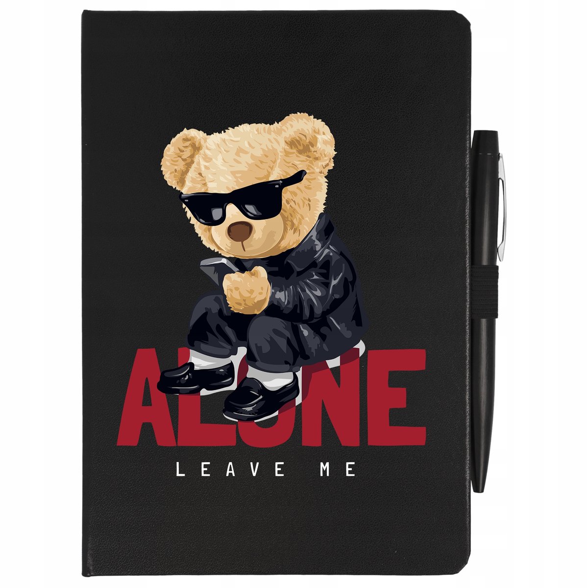 NOTES CZARNY A5 + DŁUGOPIS ALONE LEAVE ME Wzory