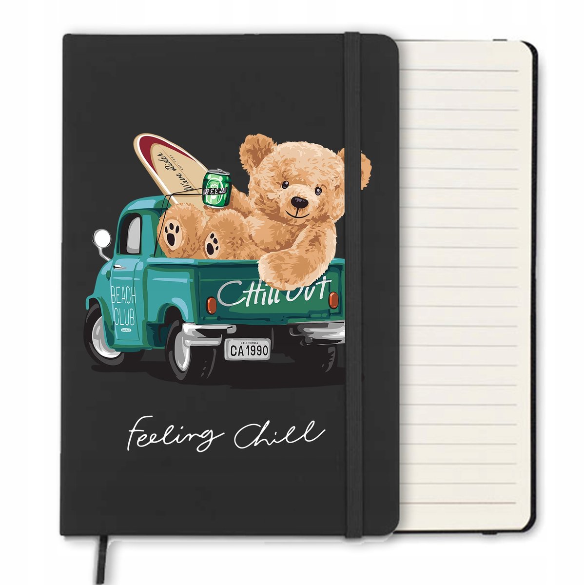 NOTES A5 CZARNY w Linie Gumka Notatnik LUŹNE Wzory