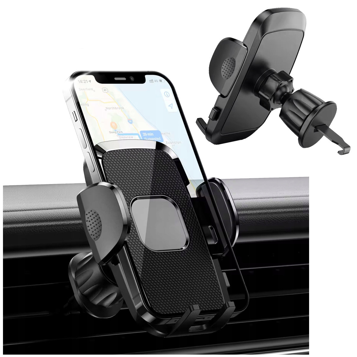 Uchwyt samochodowy mocny, na telefon, do kratki nawiewu, obrotowy 360°