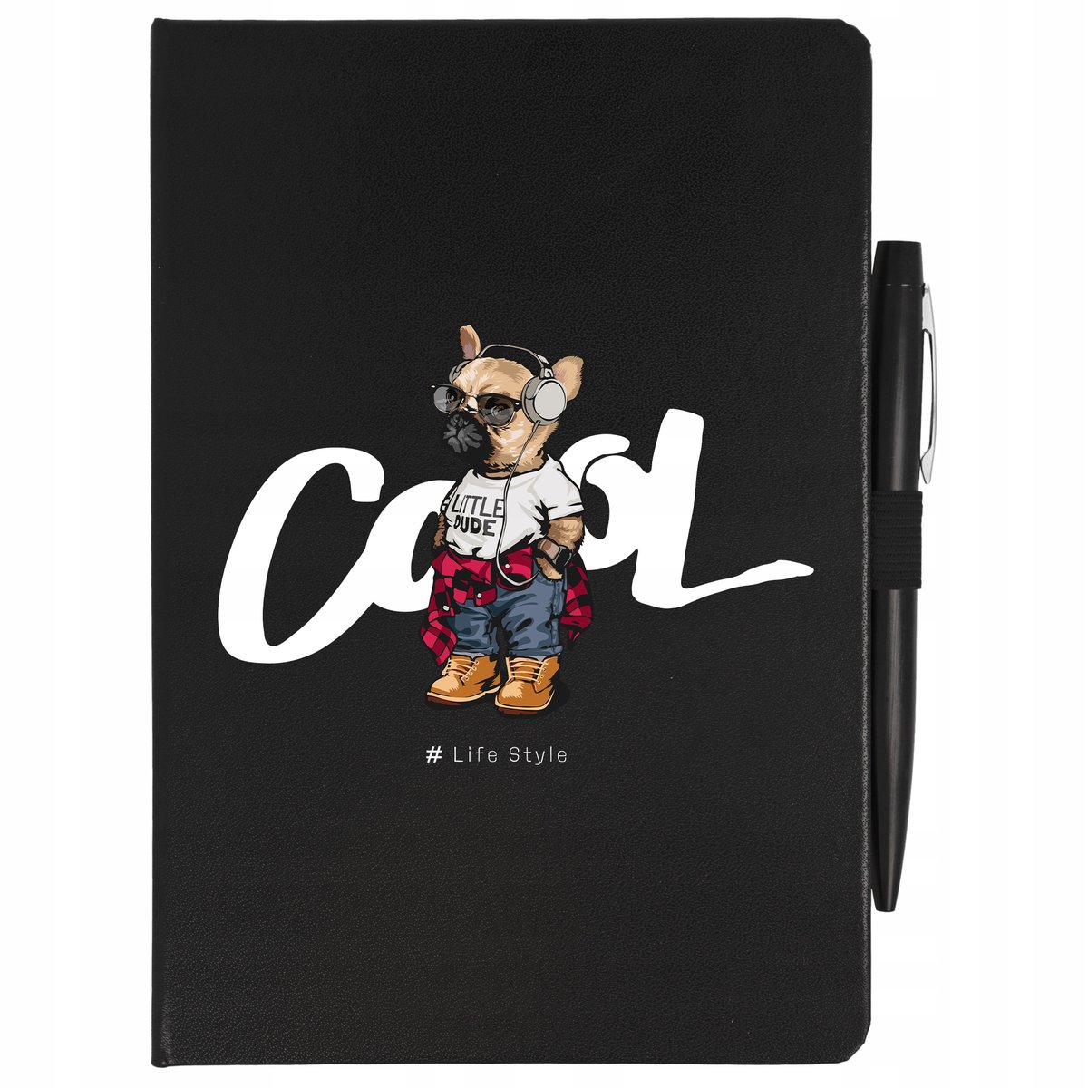 NOTATNIK CZARNY A5 W LINIE DŁUGOPIS MODERN Wzory