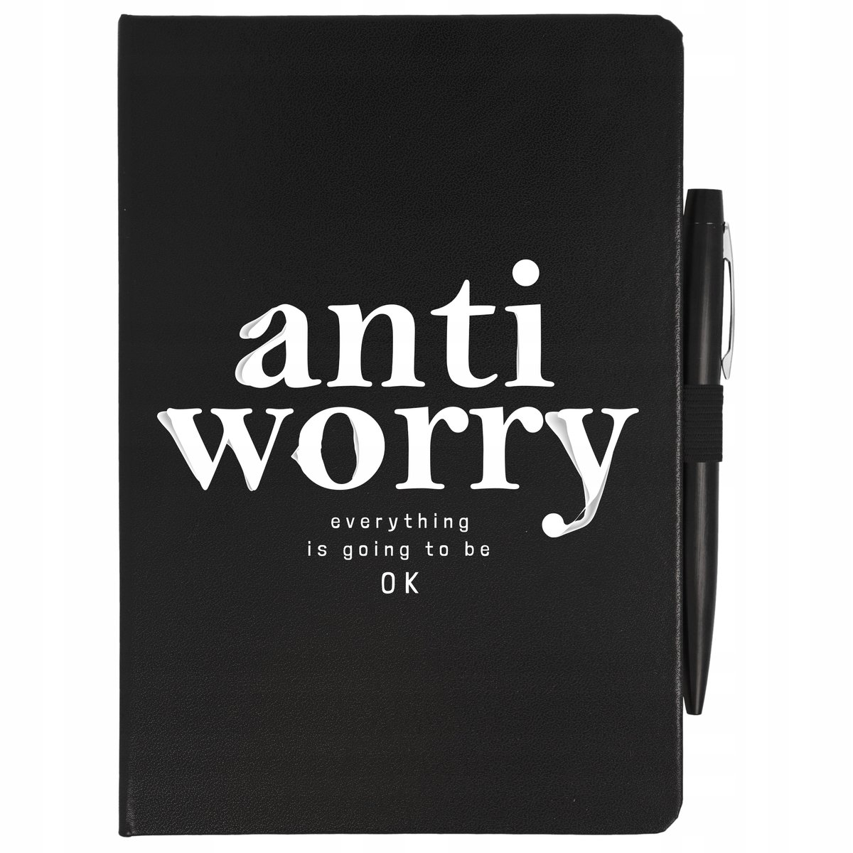 NOTATNIK CZARNY A5 W LINIE DŁUGOPIS NAPISY Wzory