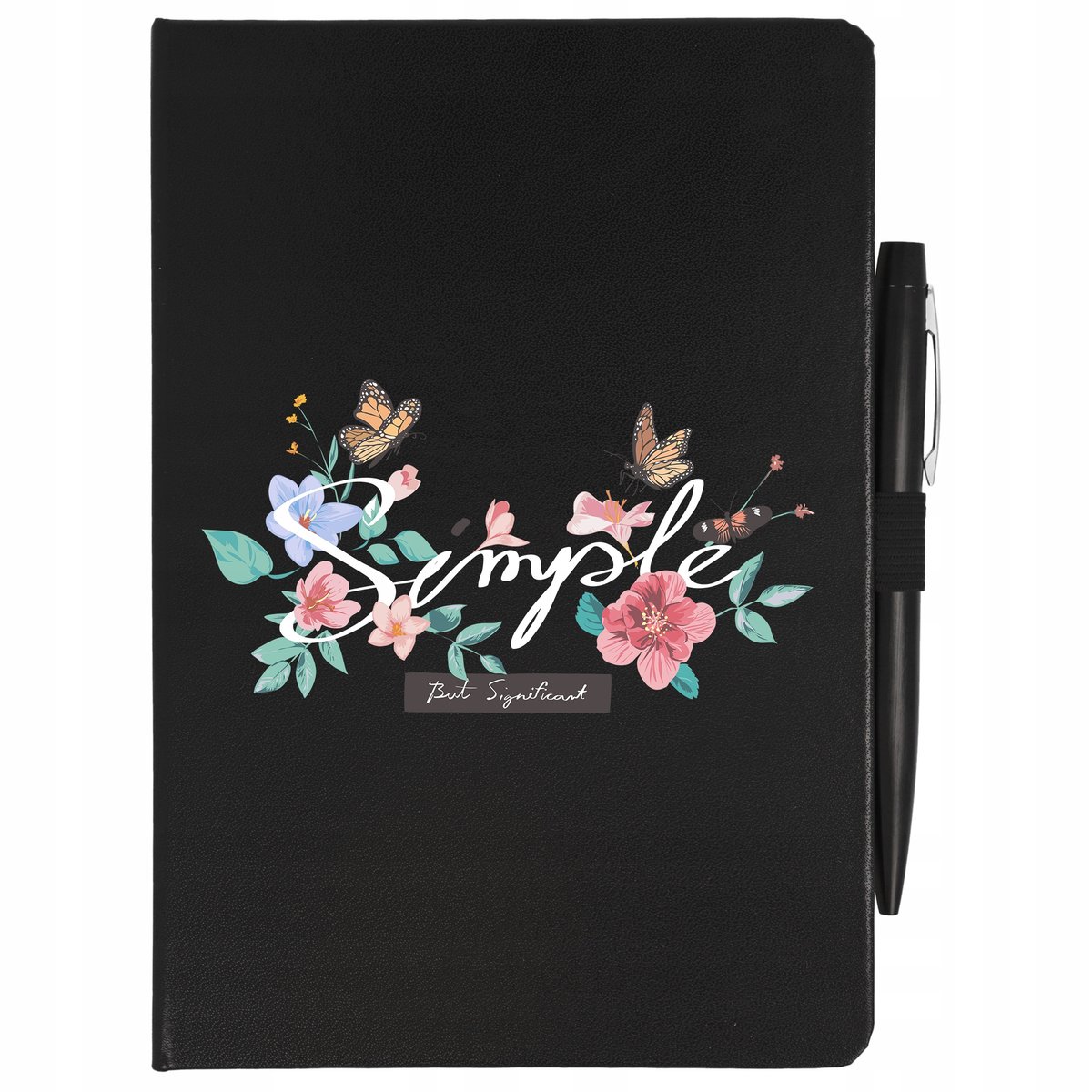 NOTATNIK CZARNY A5 W LINIE DŁUGOPIS SIMPLE Wzory