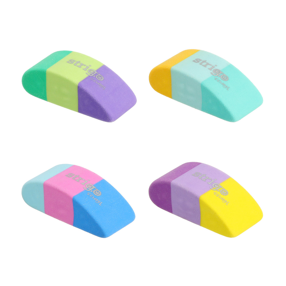 Gumka do ścierania szkolna dla dzieci Strigo Kolorowa w 4 kolorach