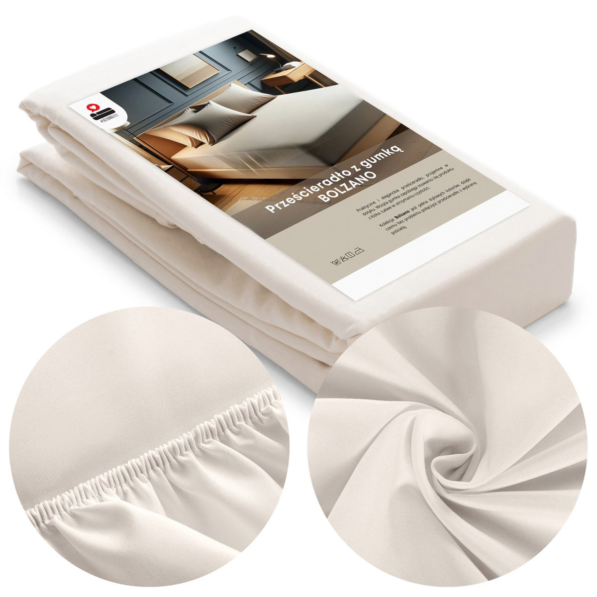 Prześcieradło z Gumką Bolzano Jednolite Bawełniane Gładkie 180x200