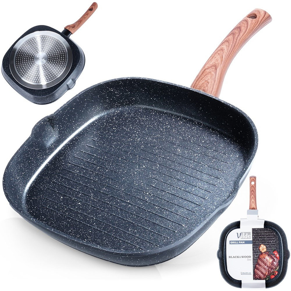 Patelnia do grillowania granitowa kwadratowa BLACK&WOOD 28x28 cm