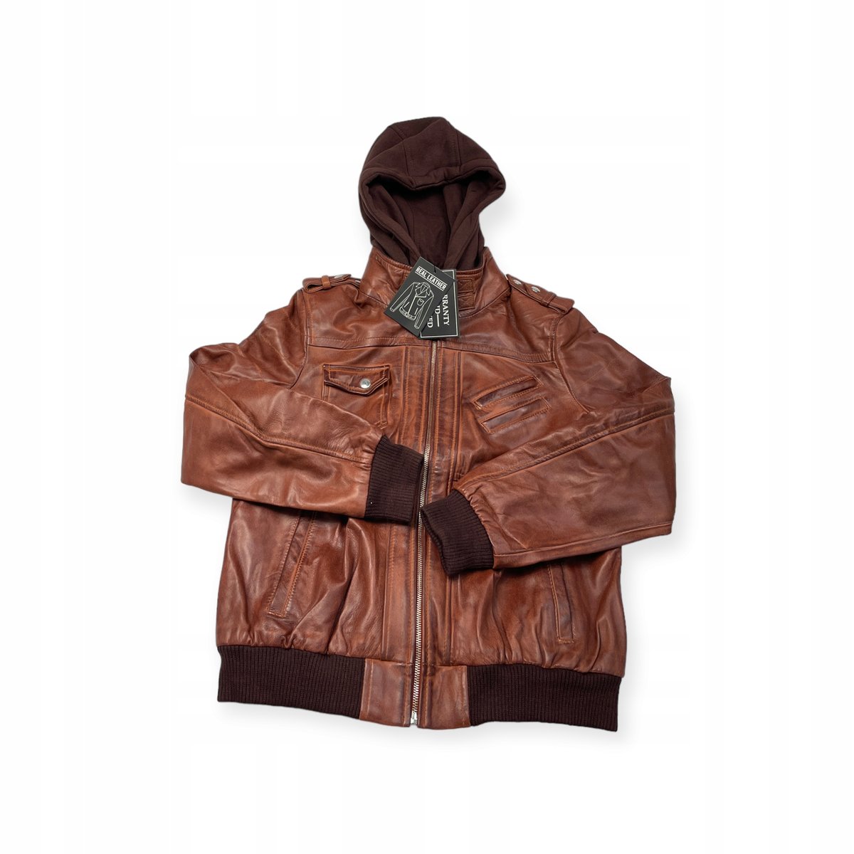 Skórzana kurtka damska z kapturem Real Leather XL