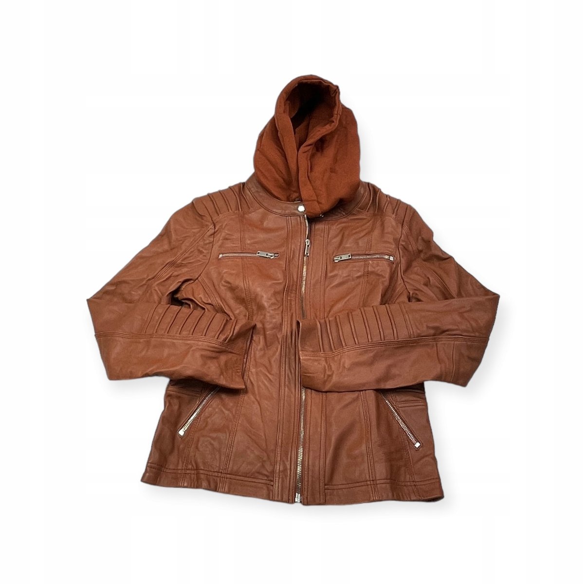 Skórzana kurtka damska z kapturem Real Leather S