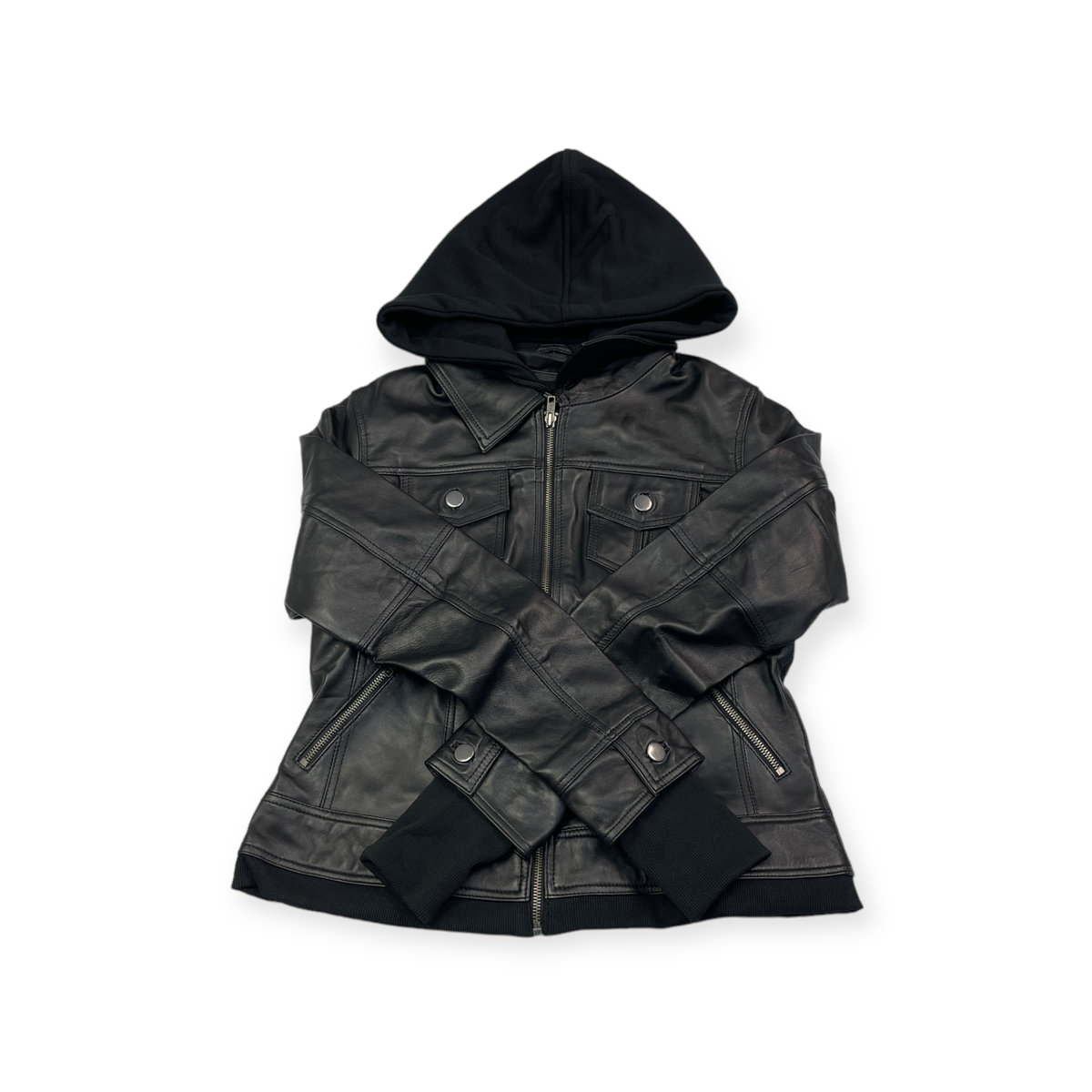 Skórzana kurtka damska z kapturem Real Leather M