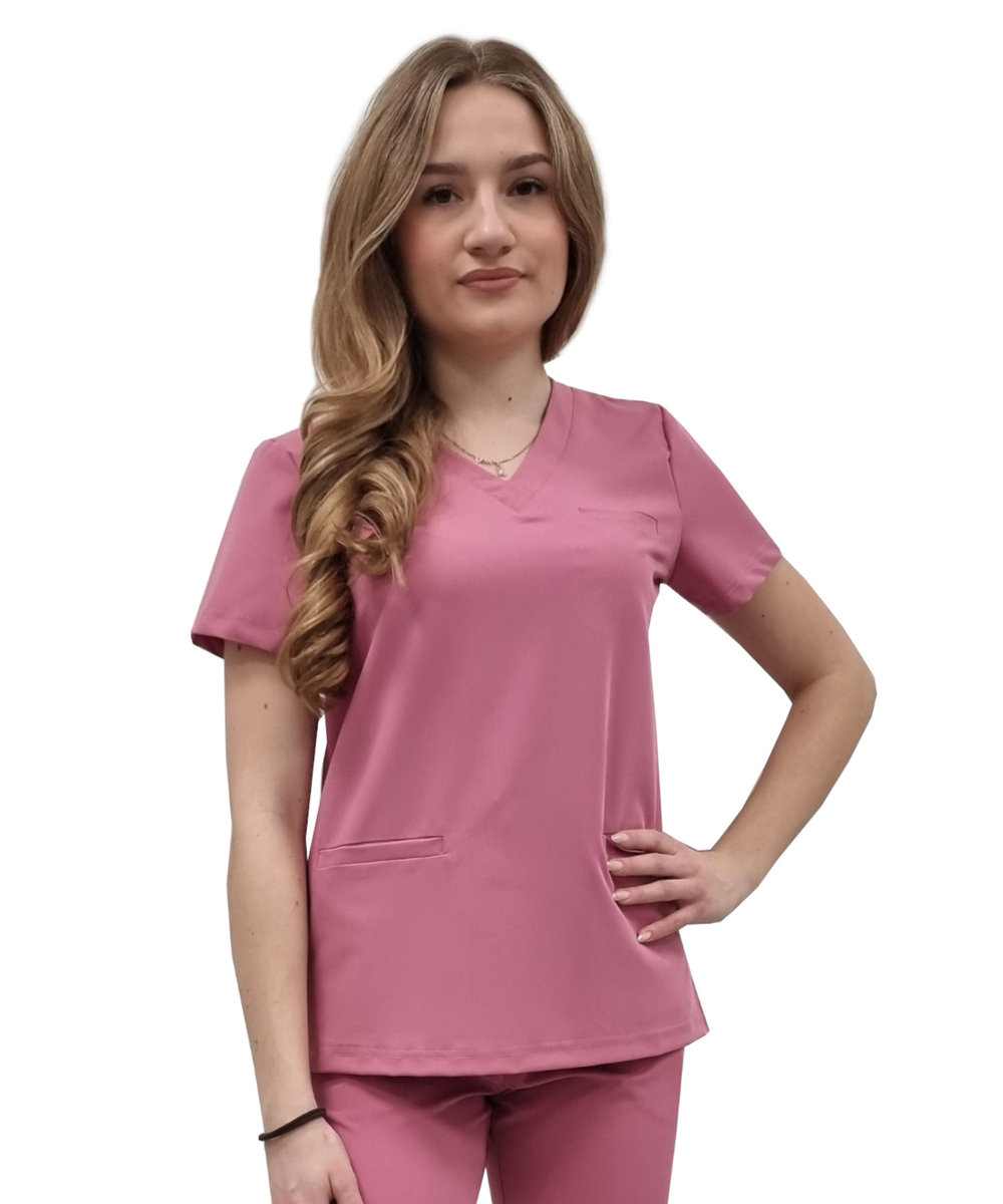 Bluza medyczna brudny róż basic premium roz. 3XL