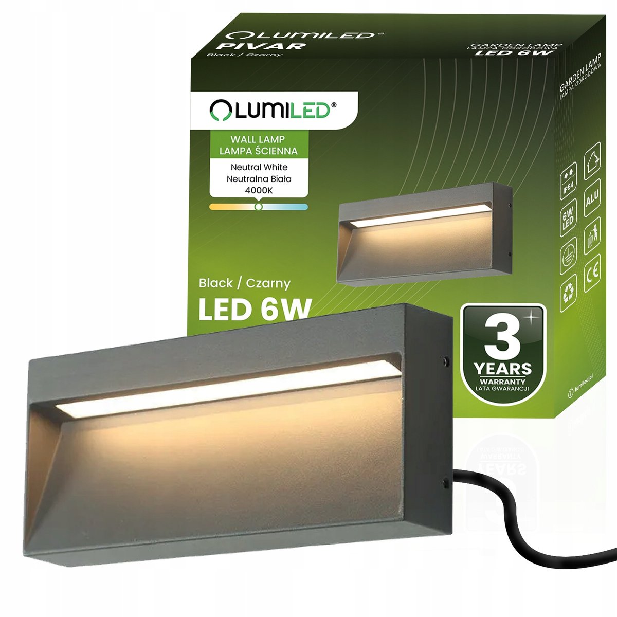 Kinkiet Ogrodowy Lampa Zewnętrzna Elewacyjna Schodowa ŚCIENNA 6W LED IP54