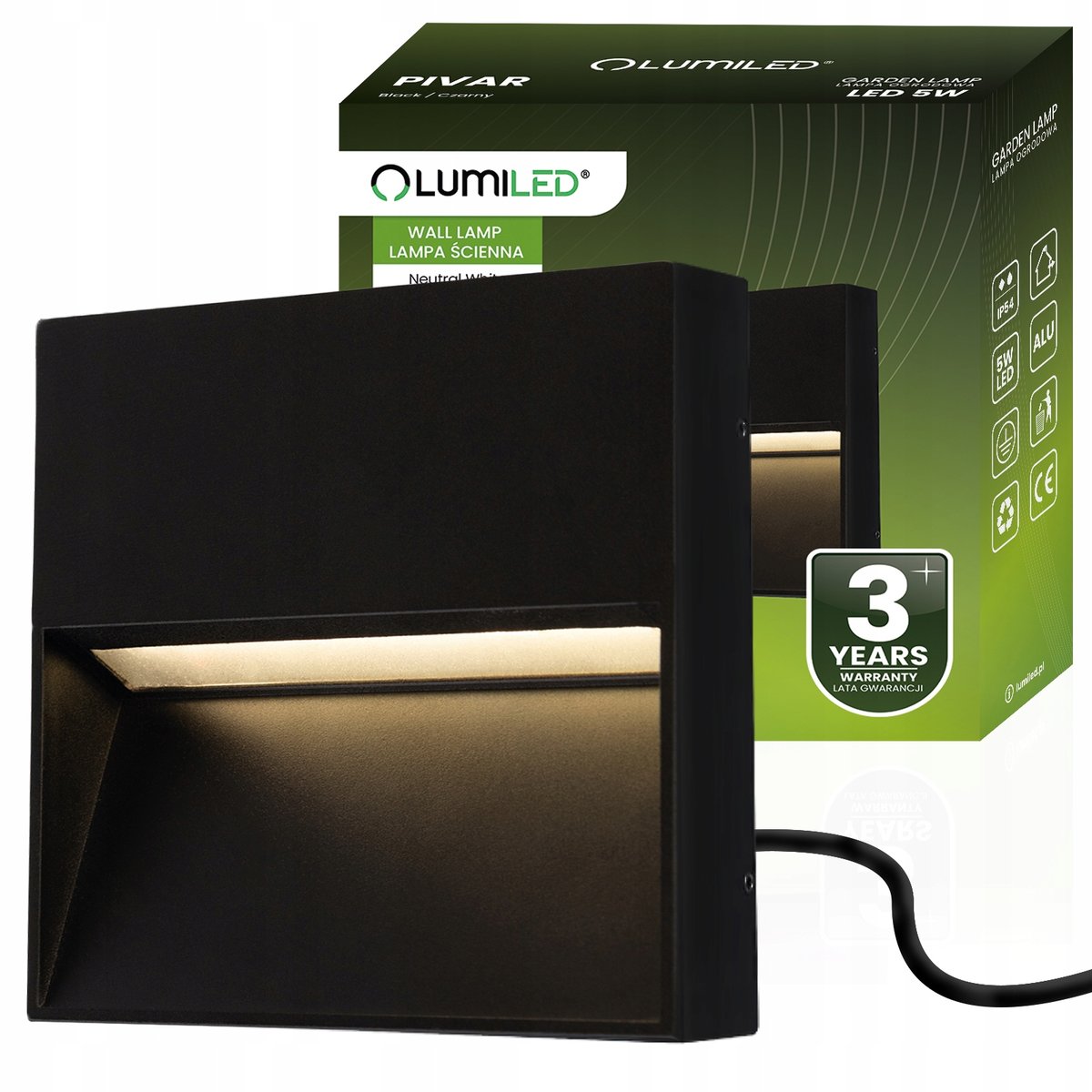Kinkiet Ogrodowy Lampa Zewnętrzna Elewacyjna Schodowa ŚCIENNA 5W LED IP54