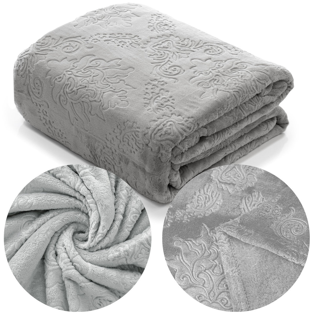 Koc 200 x 220 Mikrofibra Tłoczona Clemente 03