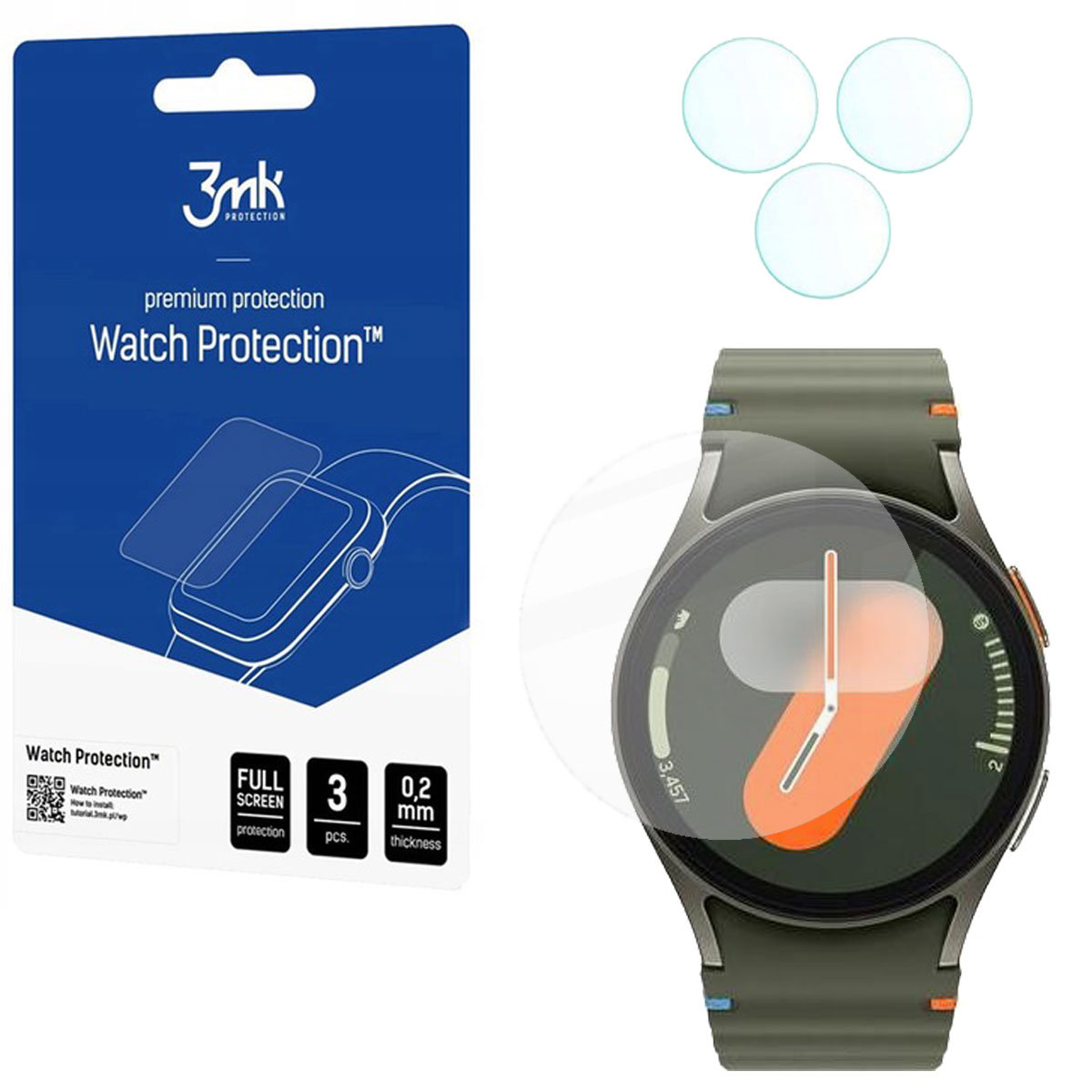 3x Szkło hybrydowe ochronne na ekran do Samsung Galaxy Watch 7 40mm, 3mk