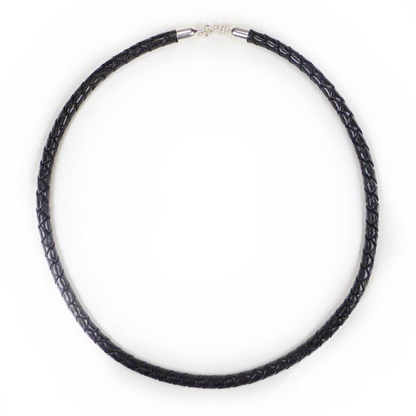 7844-28 Naszyjnik Rzemień Skóra Naturalna + Srebro 925