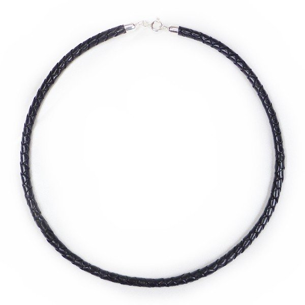 7844-14 Naszyjnik Rzemień Skóra Naturalna + Srebro 925