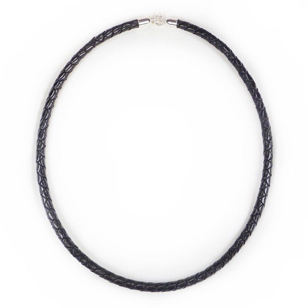 7844-30 Naszyjnik Rzemień Skóra Naturalna + Srebro 925