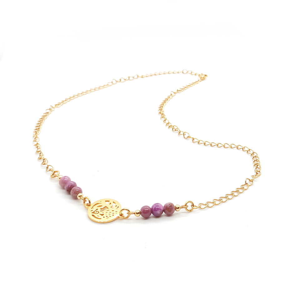 Naszyjnik Fosfosyderyt, stal chirurgiczna pozłacana 54cm N003