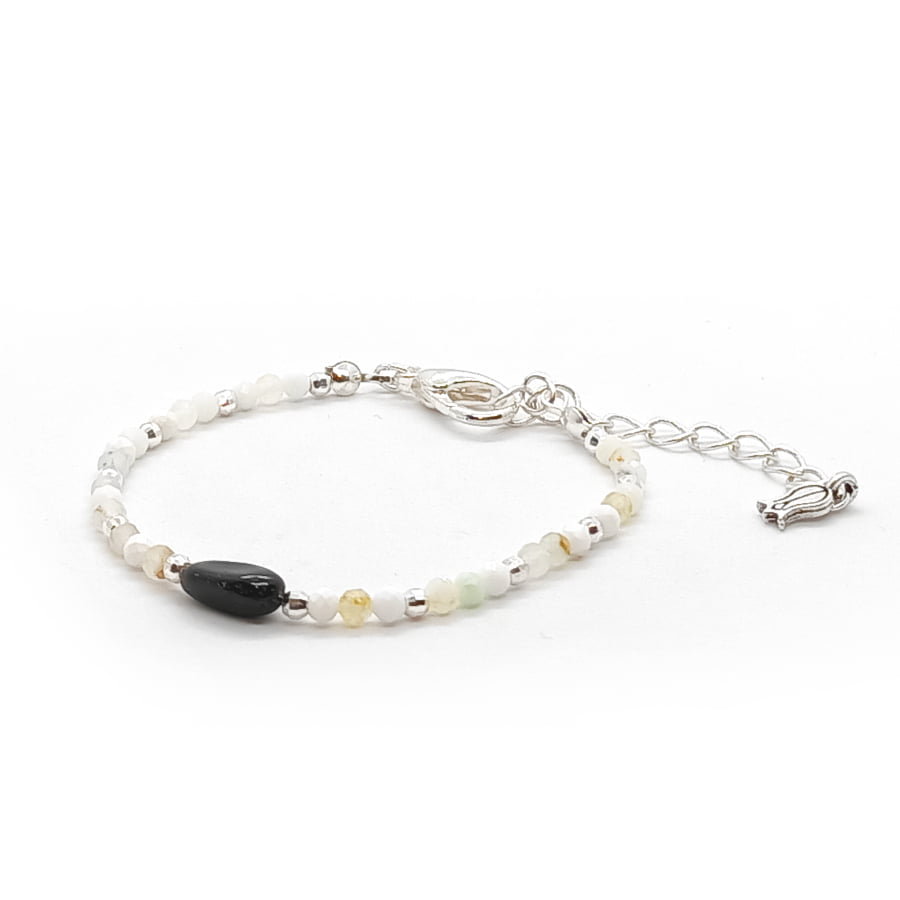 Bransoletka Turmalin i Opal - kamienie naturalne 16-19,5cm KAM346