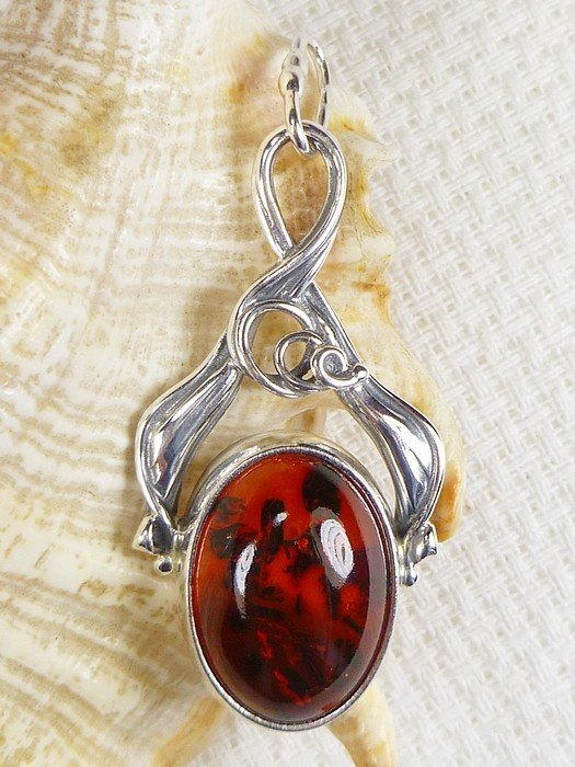 6130-12 Wisiorek Srebro z Bursztynem -*