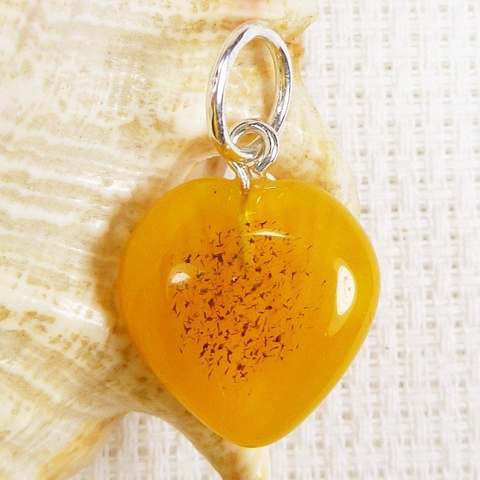 650-82 Serduszko Wisiorek Srebro 925 Bursztyn -*