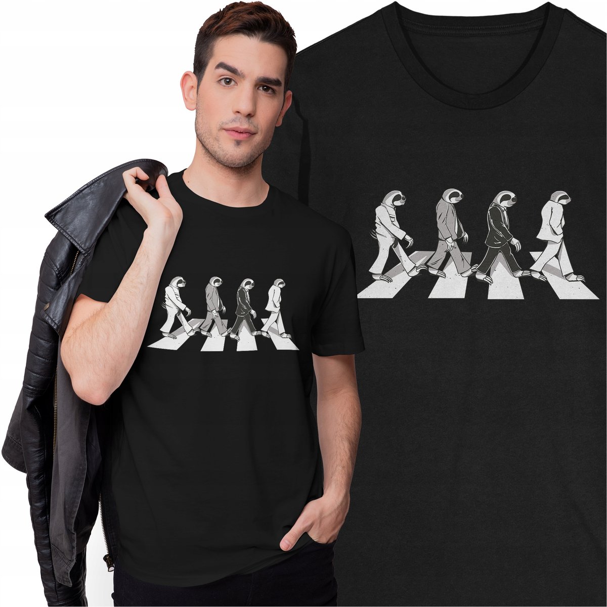 Koszulka Abbey Road Sloth Leniwiec The Beatles Leniwce Zwierzęta