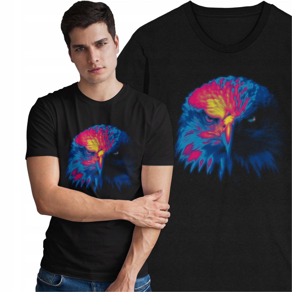 Koszulka America USA Stany Zjednoczone Neonowy Orzeł Eagle Zwierzęta