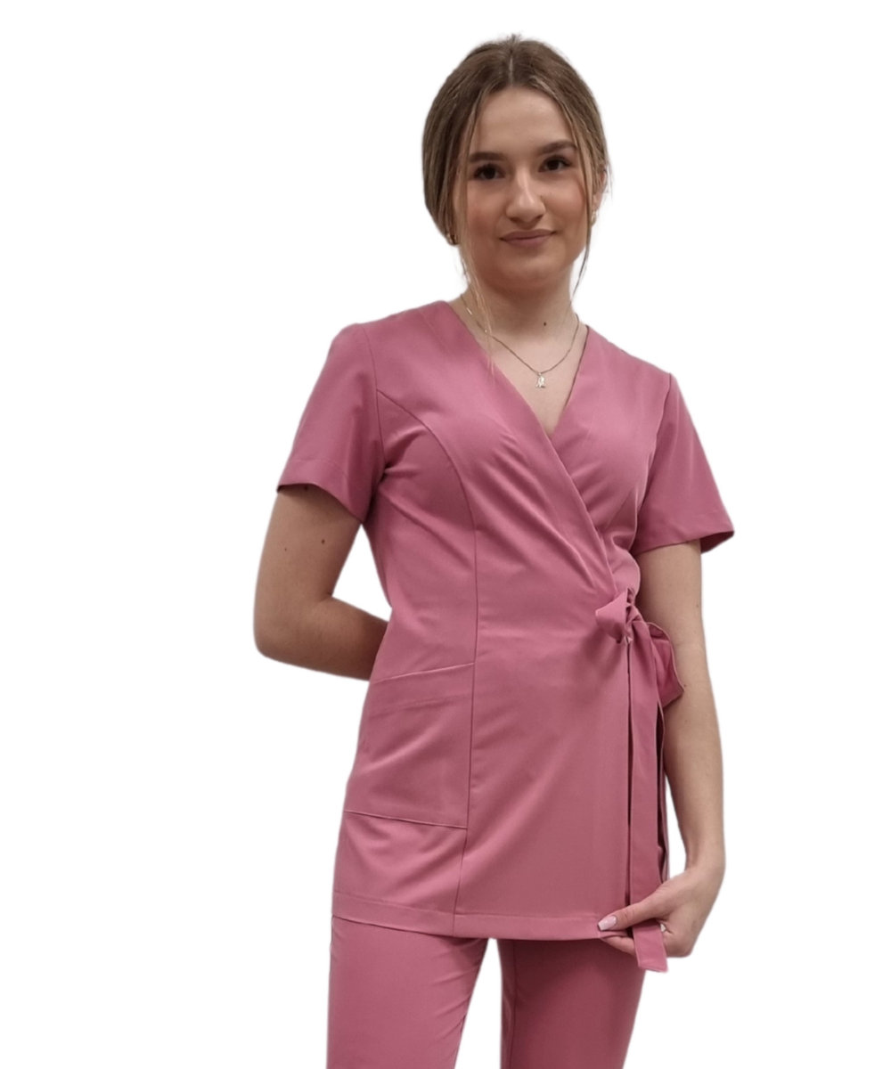 Żakiet kopertowy, tunika brudny róż basic premium roz. XXL