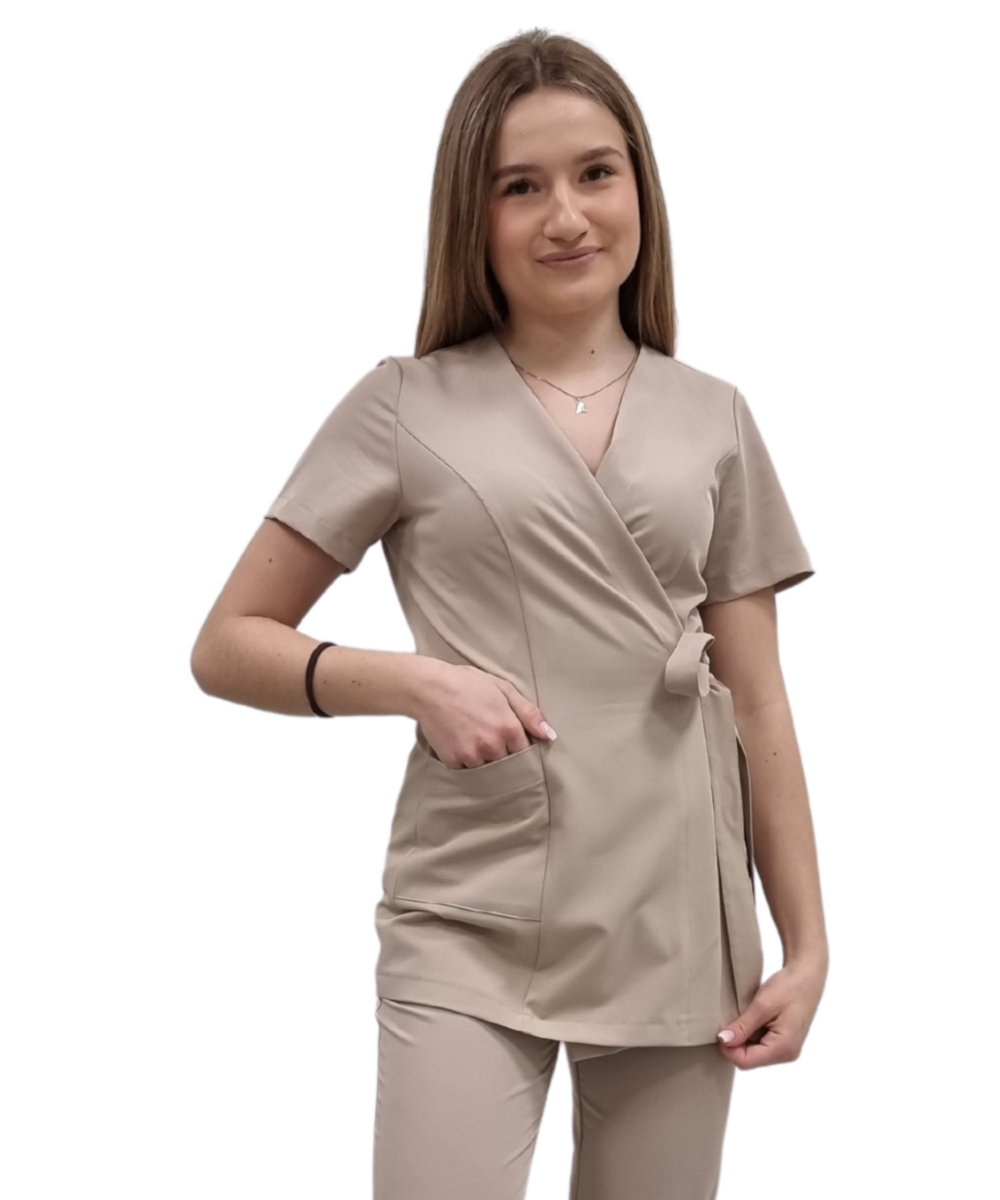Żakiet kopertowy, tunika beżowa basic premium roz. XXL