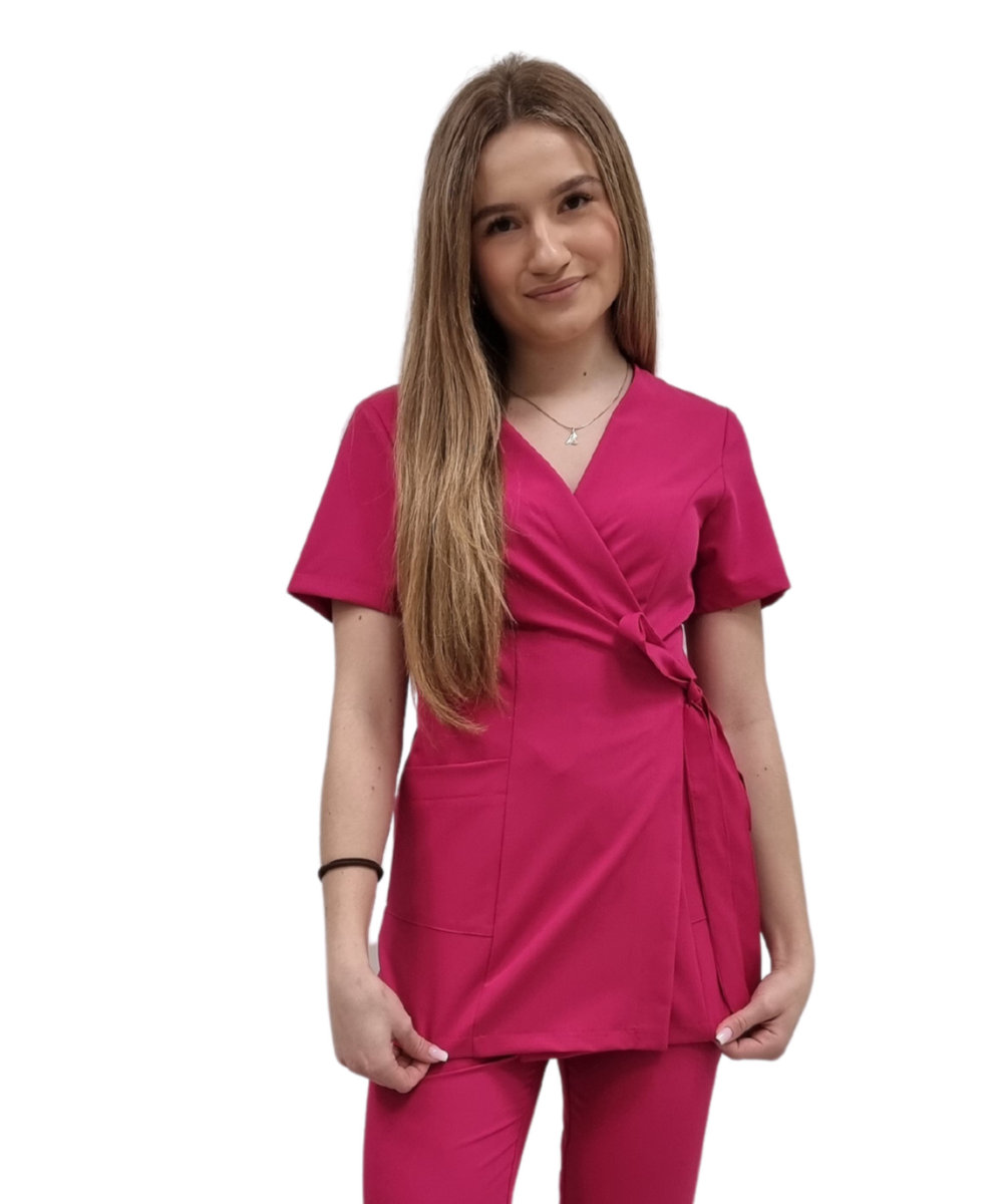 Żakiet kopertowy, tunika amarant basic premium roz. XL