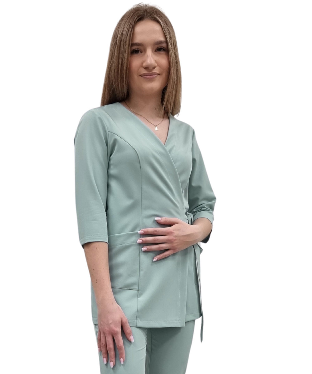 Żakiet kopertowy, tunika mięta basic premium rękaw 3/4 roz. XS