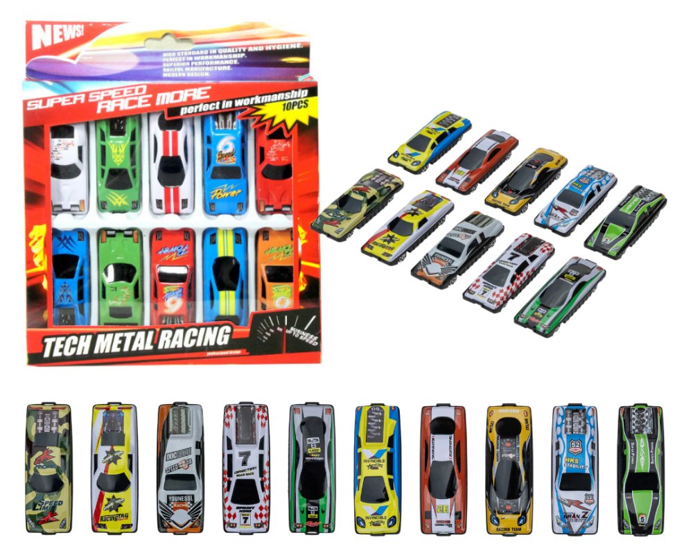 ZESTAW SAMOCHODÓW RESORAKI metalowe AUTKA SAMOCHODZIKI komplet 10szt