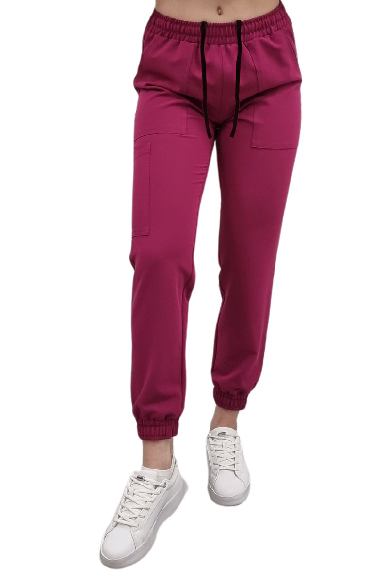 Joggery medyczne wiśnia casual premium roz. XL