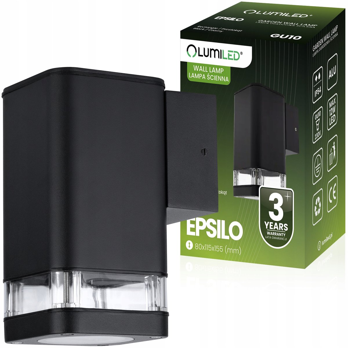 Kinkiet Ogrodowy Lampa Ogrodowa Zewnętrzna Elewacyjna ŚCIENNA GU10 LED