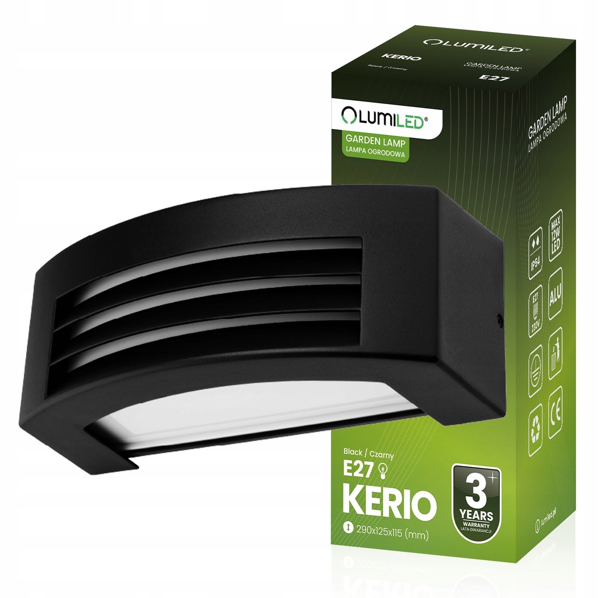 Kinkiet Ogrodowy Lampa Zewnętrzna Elewacyjna ŚCIENNA E27 LED IP54 ALUMINIUM