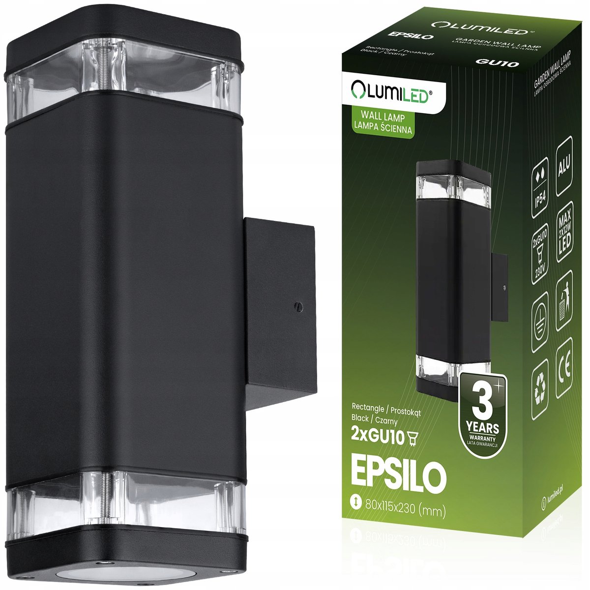 Kinkiet Ogrodowy Lampa Ogrodowa Zewnętrzna Elewacyjna ŚCIENNA 2x GU10 LED