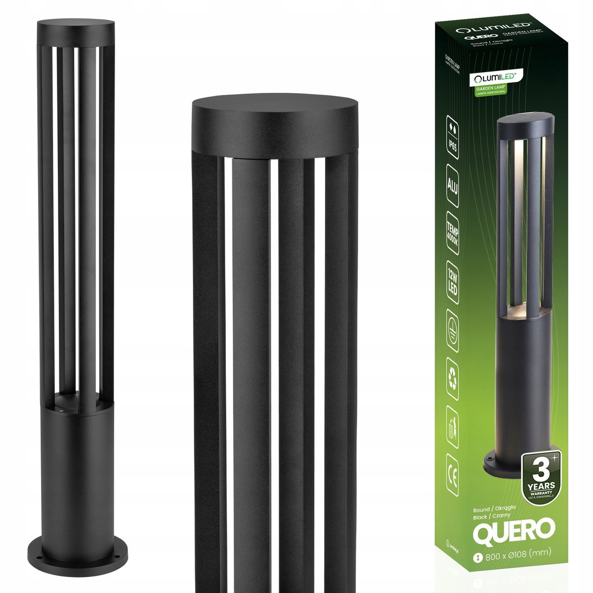Lampa Ogrodowa LED Zewnętrzna Stojąca SŁUPEK 80cm 12W 4000K IP65 PREMIUM